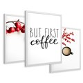 Zestaw obrazy w ramie 30x40 galeria - Kawa, jesień, first, coffee, typografia - rama biała
