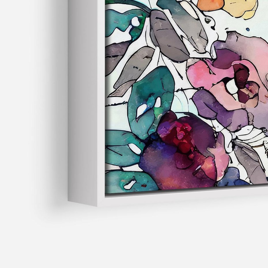 Obraz w ramie 70x50 - Rozkwitające marzenia - akwarelowe kwiaty, kolory - rama biała