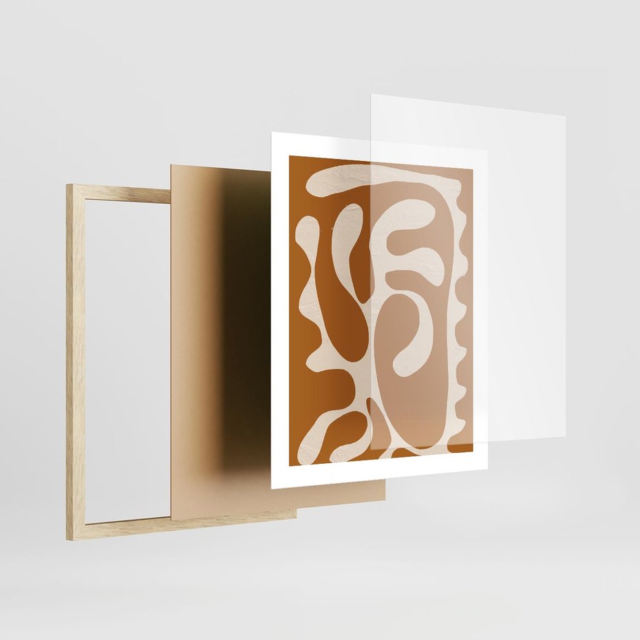 Plakat w ramie 40x50 - Wnętrza Akwarelowej Wyobraźni - abstrakcyjny obraz, plakat - rama drewno