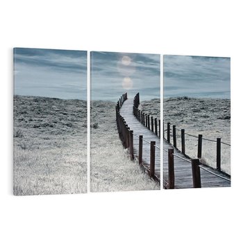 Obraz na płótnie 120x80 - Burzowy pomost na plaży - plaża, pomost