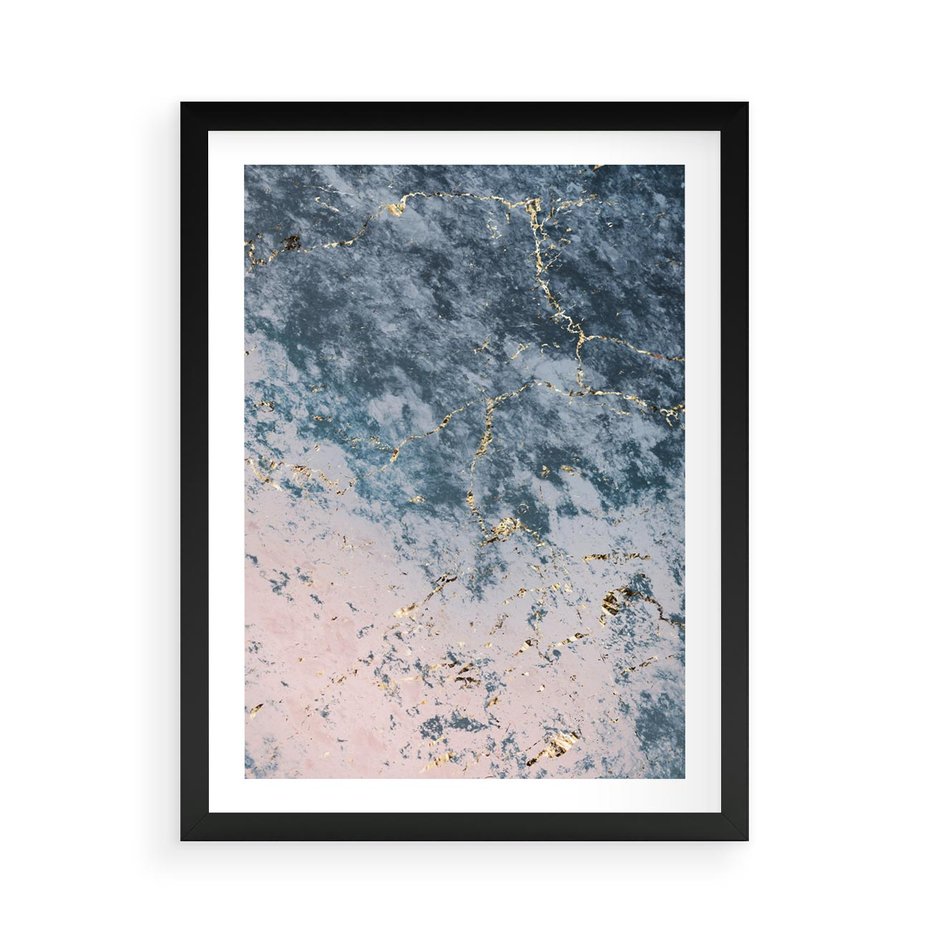 Plakat w ramie 50x70 - Elegancja i Wyrafinowanie - marmur, złoto - rama czarna