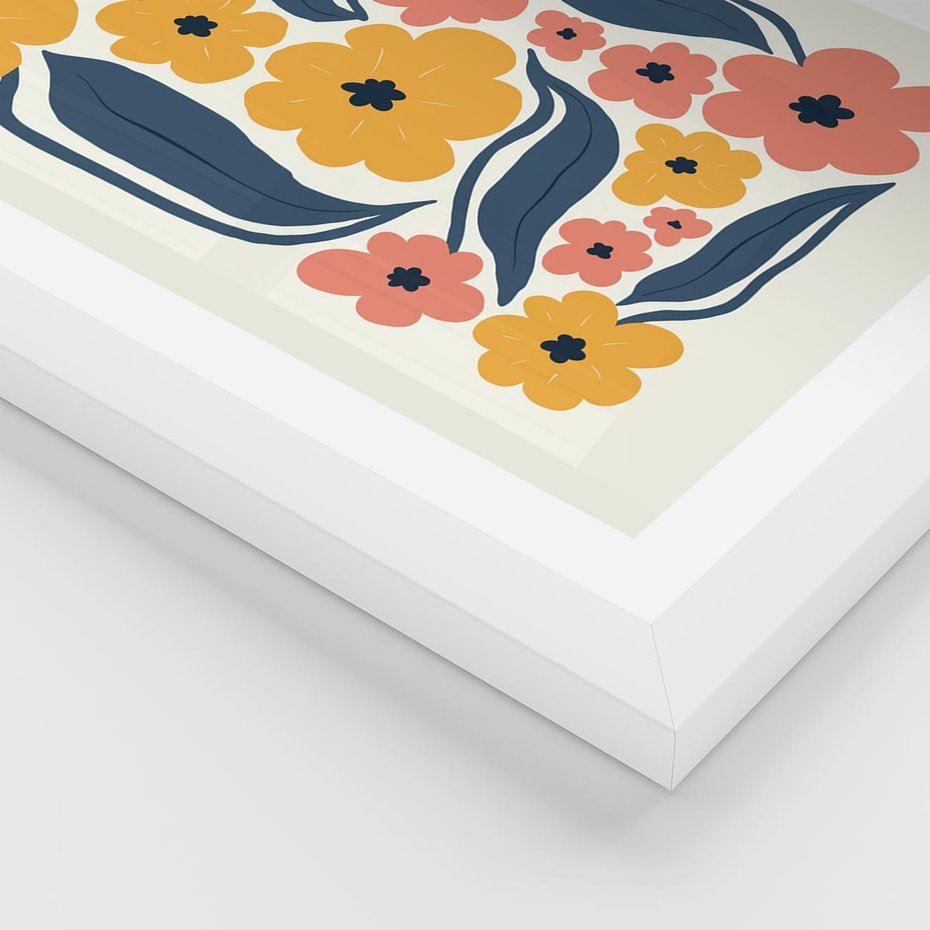 Plakat w ramie 50x70 - Pastelowe Impresje - pastelowe kwiaty, abstrakcyjna kompozycja - rama biała