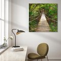 Obraz na płótnie 40x40 - Przez Dżunglę - most, linowy