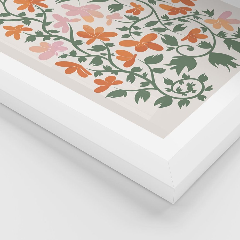 Plakat w ramie 40x50 - Kwiatowa Refleksja - kwiaty polne, plakat - rama biała