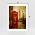 Plakat bez ramy 30x40 - Ikoniczna budka telefoniczna w Londynie - sepia, budka
