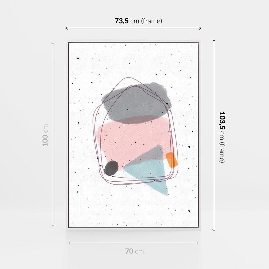 Obraz w ramie 70x100 - Migotliwa Opowieść - abstrakcyjna kompozycja, jak ręcznie malowana - rama biała