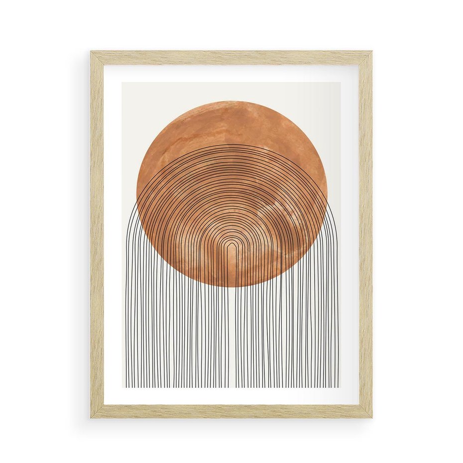 Plakat w ramie 50x70 - Złote Akcenty - nowoczesna sztuka, modern - rama drewno