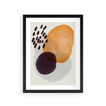 Plakat w ramie 40x50 - Kolorowe Akwarelowe Przenikanie - geometryczne elementy, stonowane ziemiste kolory - rama czarna