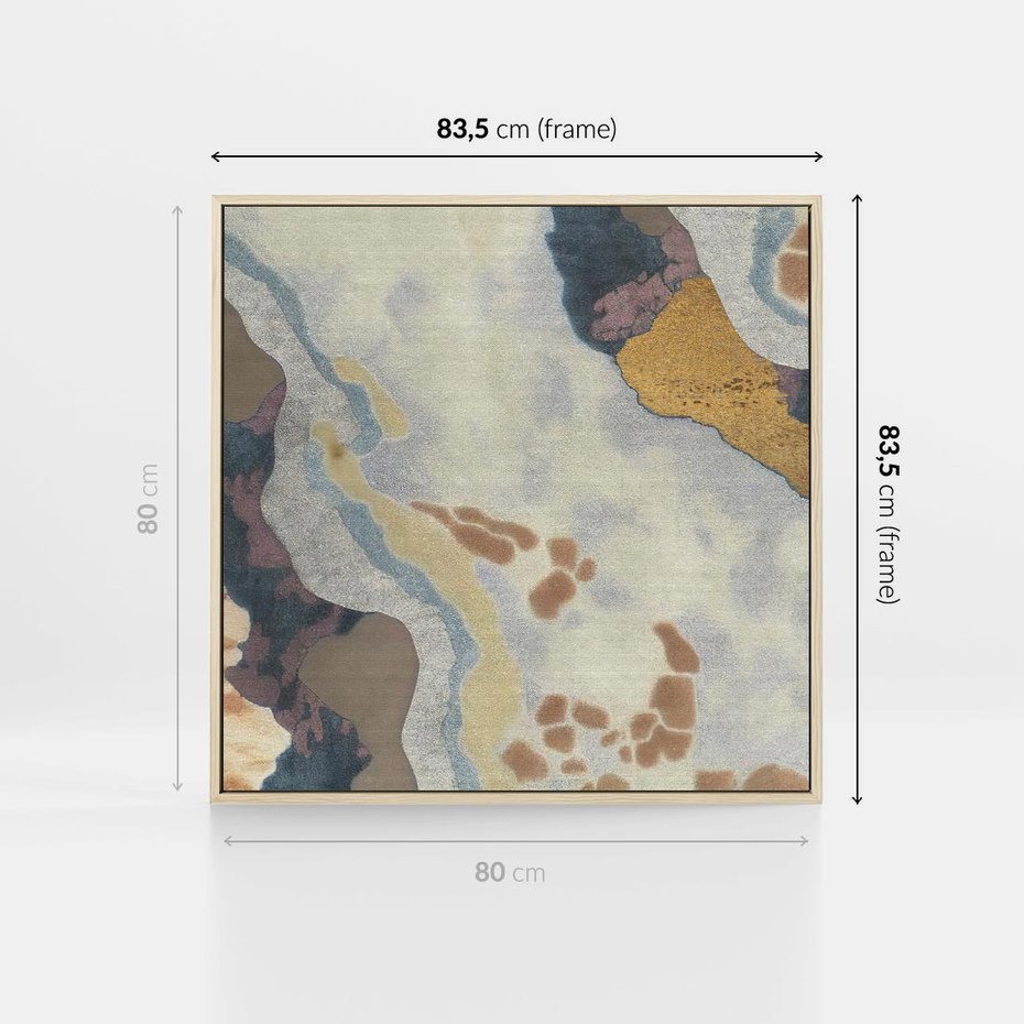 Obraz w ramie 80x80 - Melancholijne oddechy pędzla - abstrakcyjne formy, zgaszone kolory - rama drewno