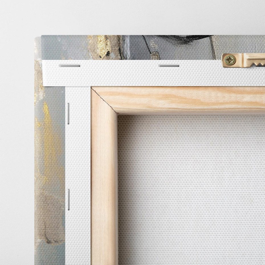 Obraz na płótnie 50x70 - Kobieta - Abstrakcyjne Malowidło - złote, usta abstrakcja