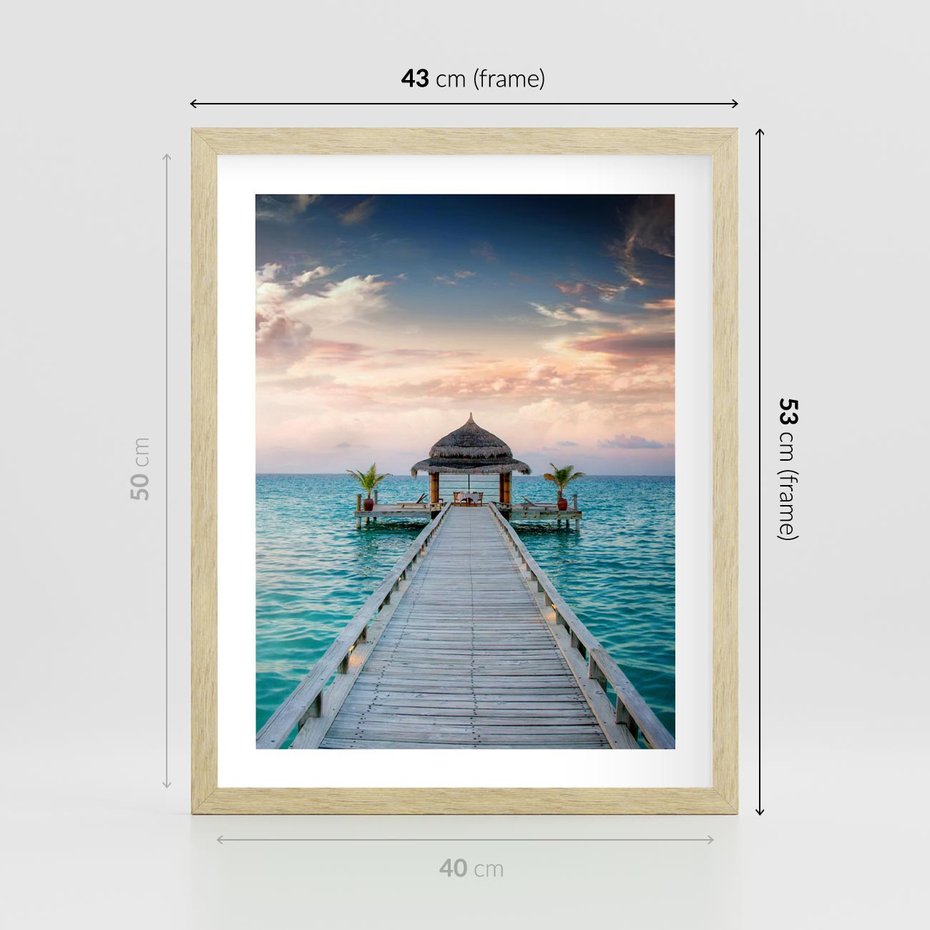 Plakat w ramie 40x50 - Morski Pomost - morze, pomost - rama drewno