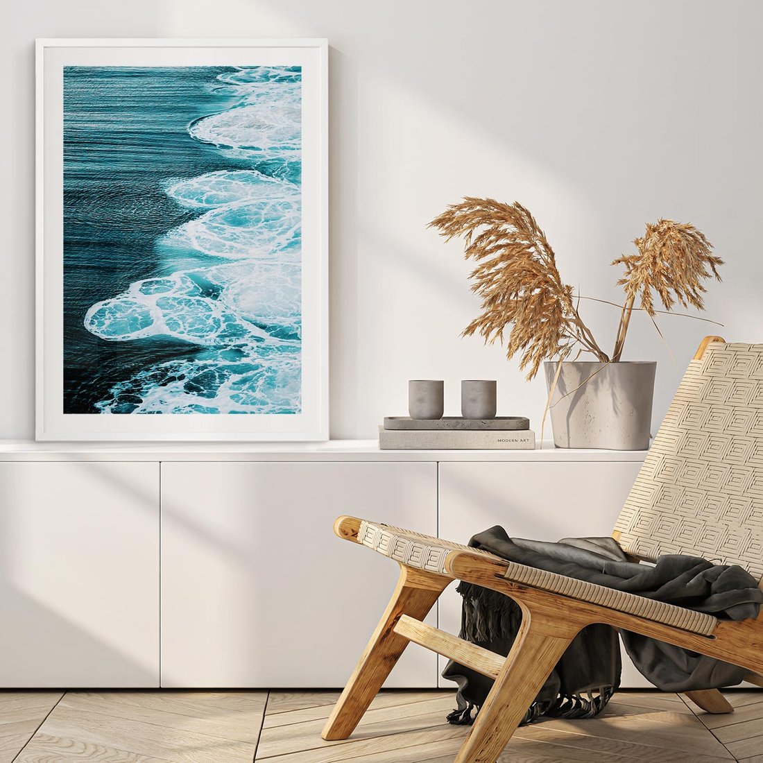 Plakat w ramie 50x70 - Morska potęga - morze, ocean - rama biała