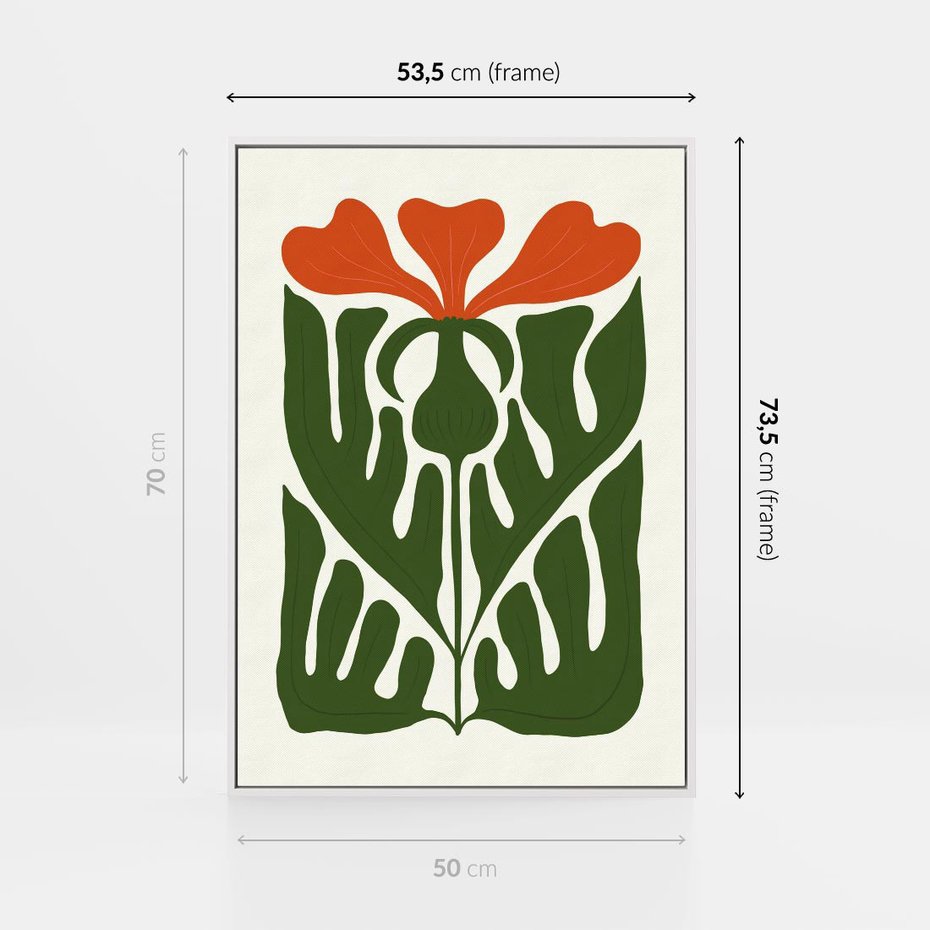 Obraz w ramie 50x70 - Minimalistyczny Urok Kwiatu - kwiat, sztuka nowoczesna - rama biała