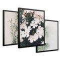 Zestaw obrazy w ramie 40x50 galeria - Liście, kwiaty, nowoczesny, styl - rama czarna