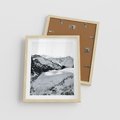 Plakat w ramie 40x50 - Biały Zimowy Pejzaż - góry w zimie, ośnieżone wysokie szczyty - rama drewno