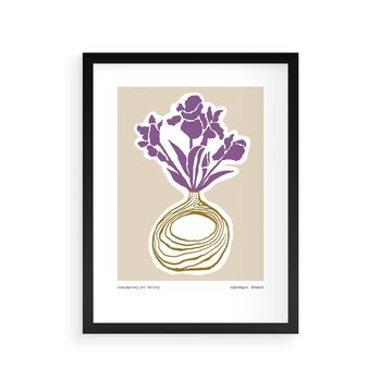 Plakat w ramie 30x40 - Migocące Anomalie - abstrakcyjne liście, kwiaty tropikalne w wazonie - rama czarna