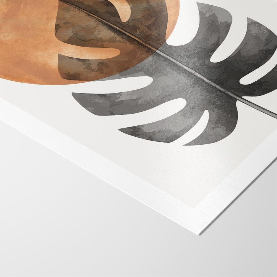 Plakat bez ramy 21x30 - Natura a Sztuka - liść monstery, czarna grafika