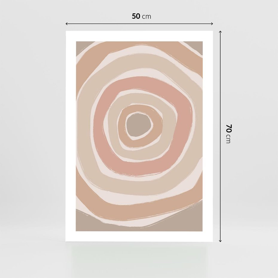 Plakat bez ramy 50x70 - Roztopione Granice - abstakcyjne koła, delikatne odcienie beżu