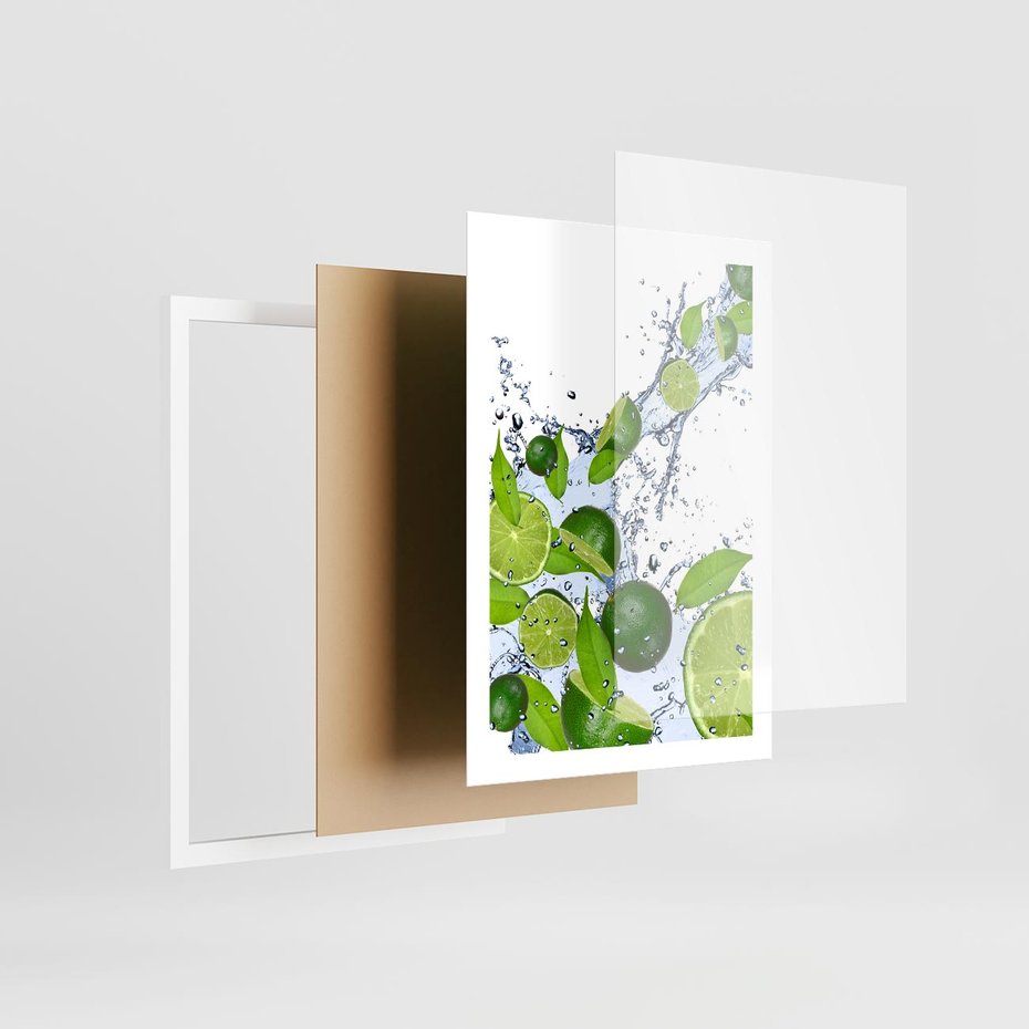 Plakat w ramie 50x70 - Cytrusowa Świeżość - limonki, cytryny - rama biała