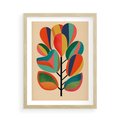 Plakat w ramie 50x70 - Wnętrza Kształtów - abstrakcyjny kolorowy tęczowy obraz, inspiracje roślinne - rama drewno