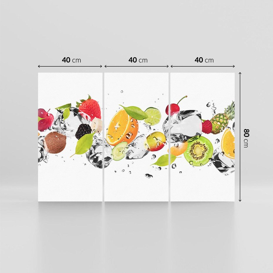 Obraz na płótnie 120x80 - Świeżość letnich owoców - woda, owoce