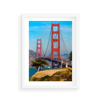 Plakat w ramie 50x70 - W krainie amerykańskich mostów - most, USA - rama biała