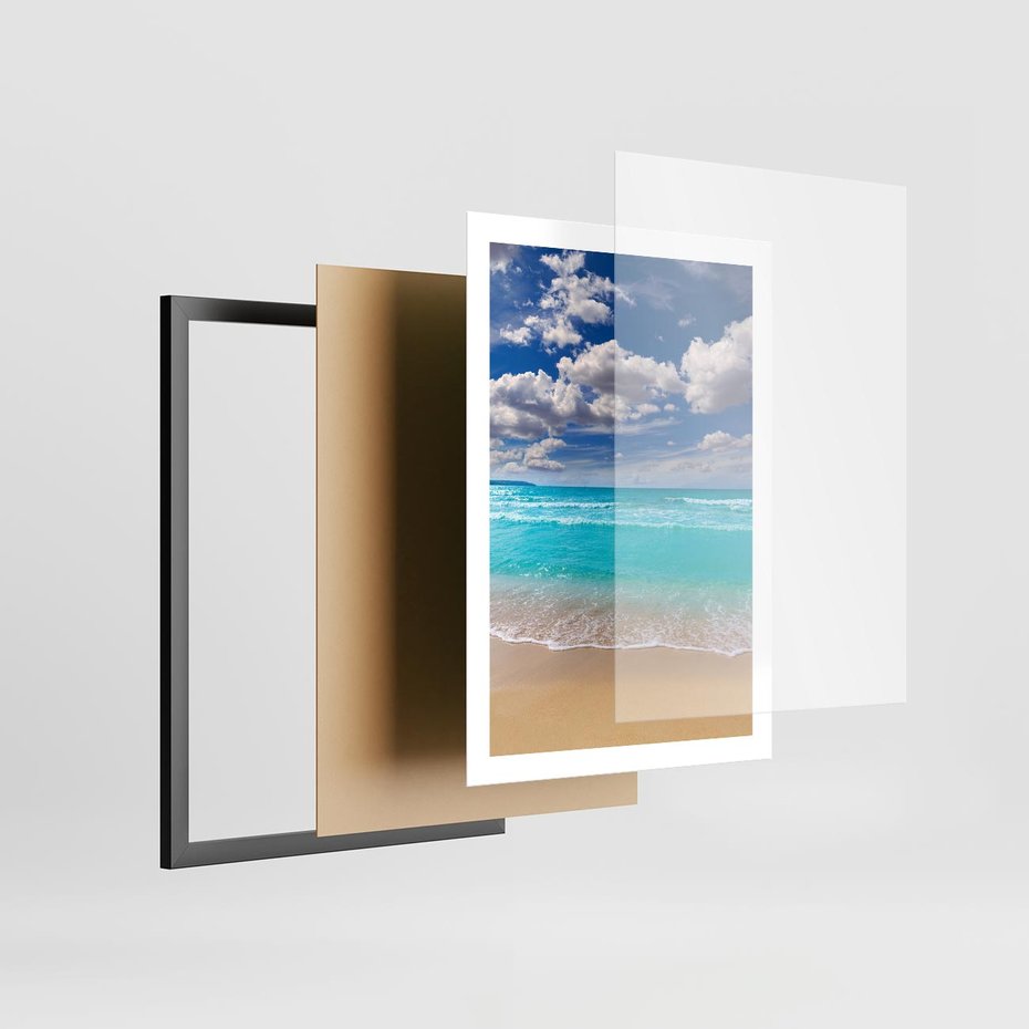 Plakat w ramie 50x70 - Idylliczna plaża nad morzem - plaża, morze - rama czarna