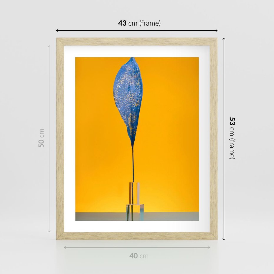 Plakat w ramie 40x50 - Niebiańskie liście - liść, liście - rama drewno