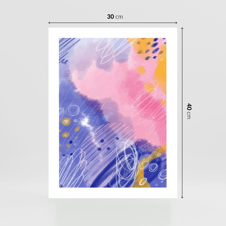 Plakat bez ramy 30x40 - Migocące Granice Kształtów - abstrakcyjny plakat, pastelowe kolory