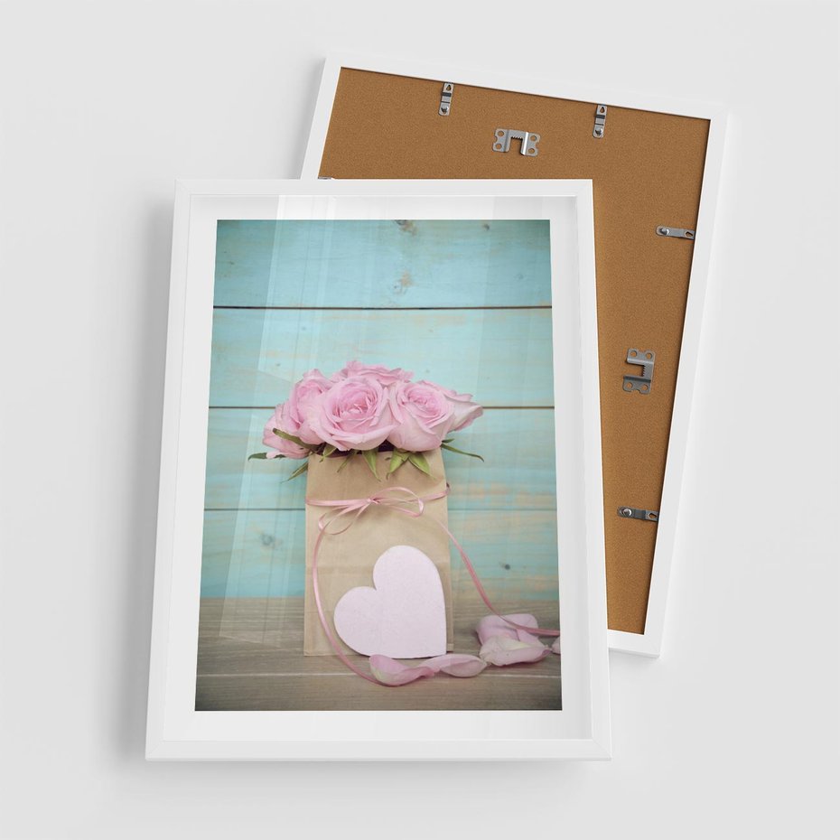 Plakat w ramie 50x70 - Uczucie W Pełnym Rozkwicie - kwiaty, romantyczne - rama biała