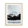 Plakat w ramie 50x70 - W Cieniu Śnieżnych Szczytów - górski krajobraz, zima - rama drewno