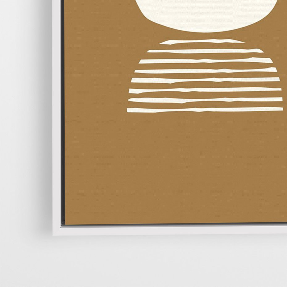 Obraz w ramie 50x70 - Wewnętrzne Spektrum - geometryczne boho kształty na brązowym, karmelowym tle - rama biała