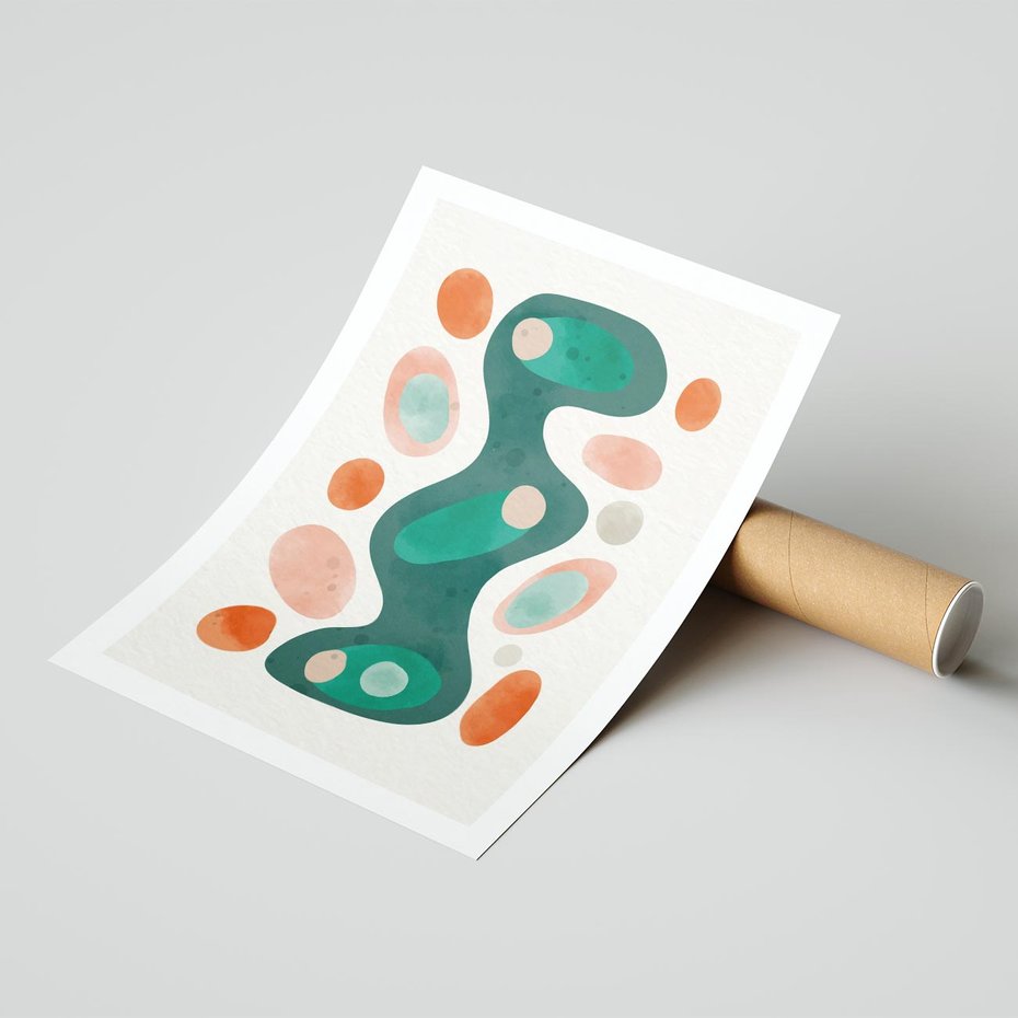 Plakat bez ramy 50x70 - Wewnętrzne Spektrum - abstrakcyjne formy, dominujący kolor zielony