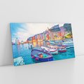 Obraz na płótnie 140x70 - Tańczące kolory zachodu - nadmorskie kolorowe miast, kolorowe budynki na brzegu