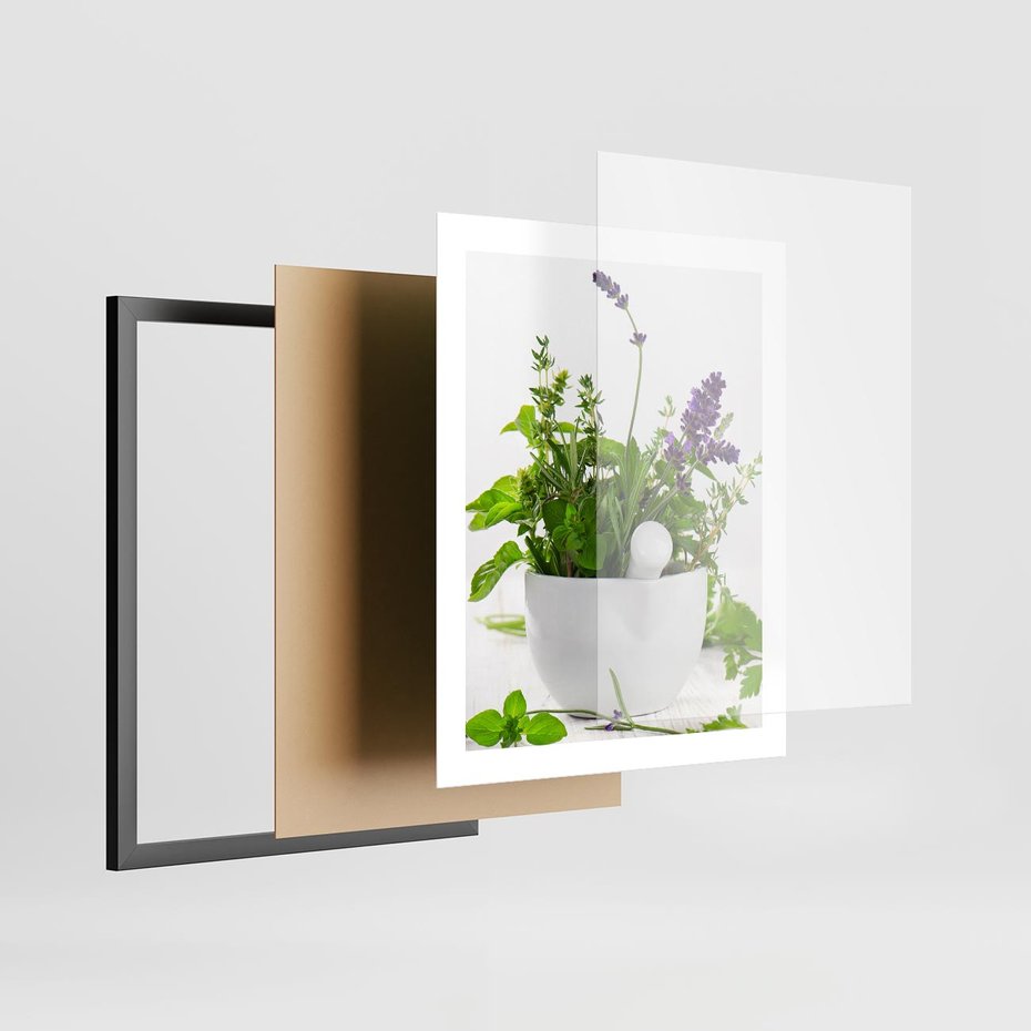 Plakat w ramie 40x50 - Kwiaty i zioła w restauracji - kwiaty, zioła - rama czarna