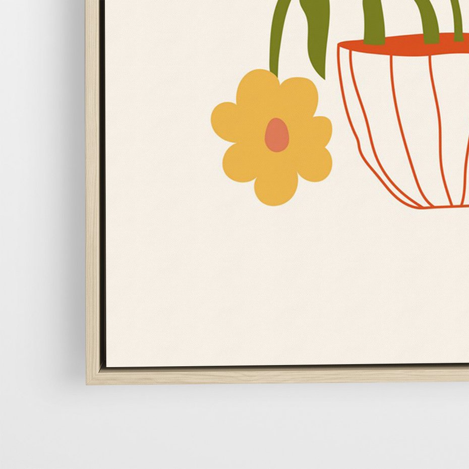 Obraz w ramie 80x120 - Kolorowe Granice - kwiaty w filizance, abstrakcja - rama drewno