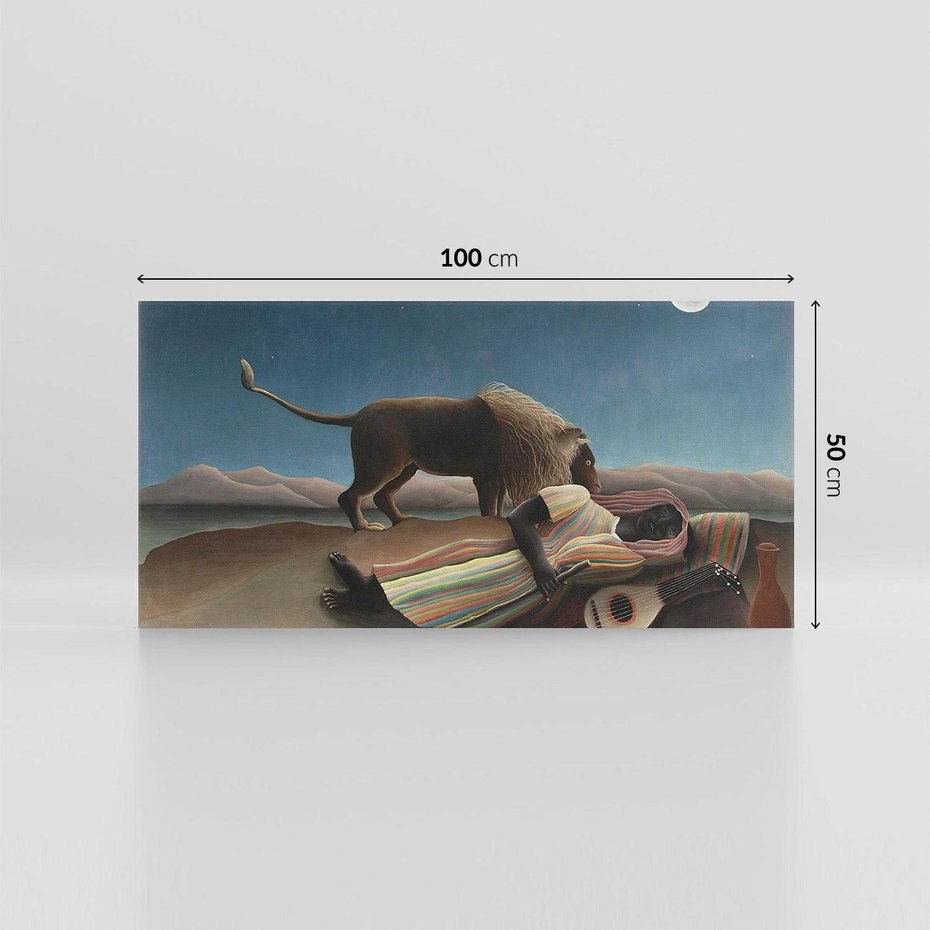 Obraz na płótnie 100x50 - "Sleeping Gypsy" (1897) Henriego Rousseau - Reprodukcja - reprodukcja, obraz na płótnie
