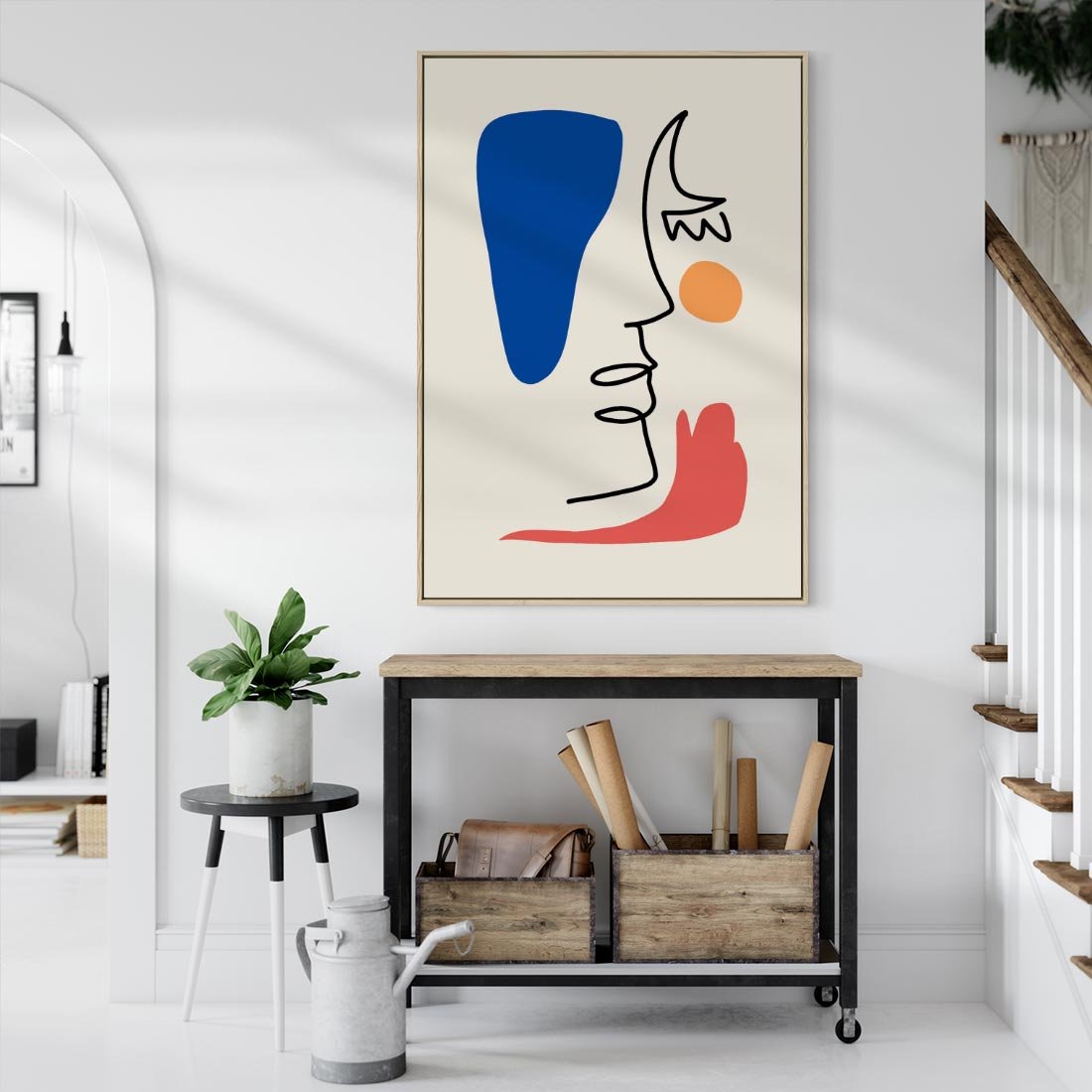 Obraz w ramie 80x120 - Rozbijające Symfonie Form - abstrakcyjny obraz, przypomina twarz - rama drewno