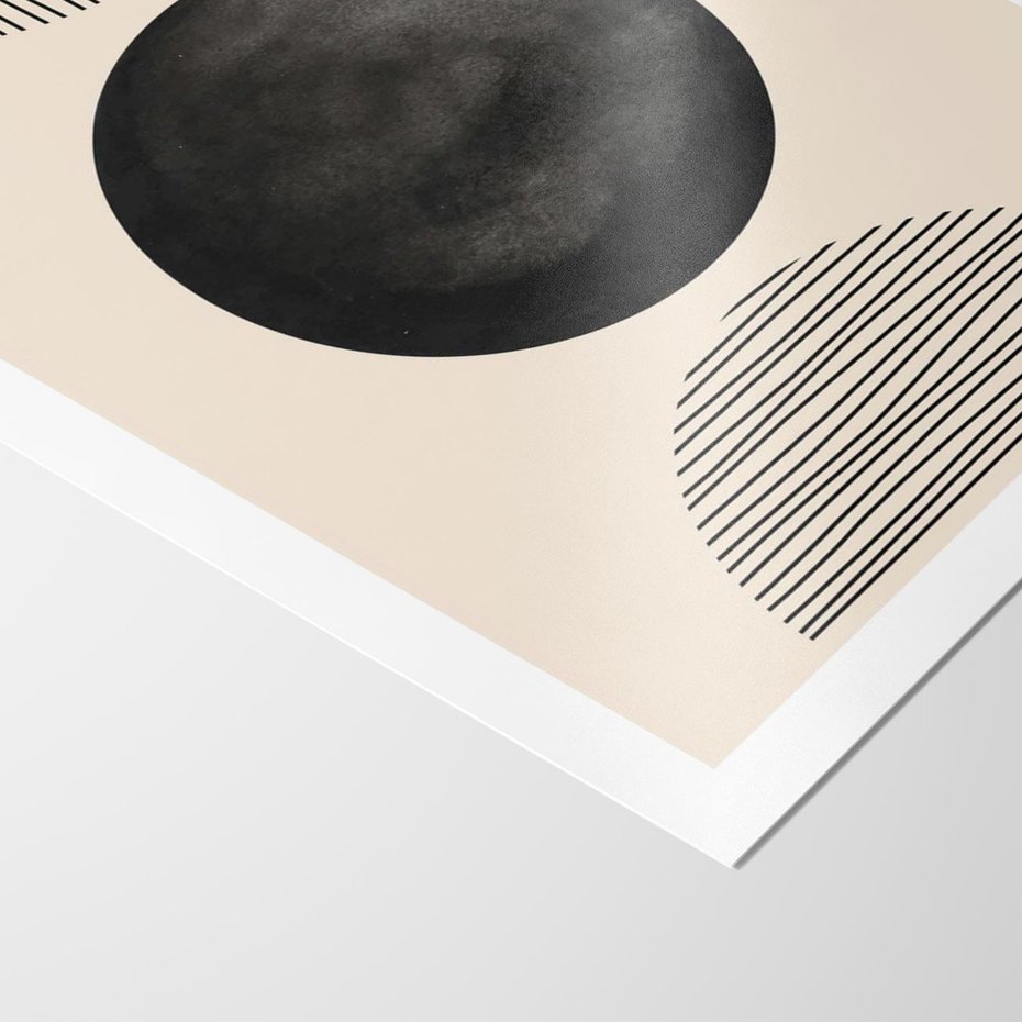 Plakat bez ramy 21x30 - Minimalizm w Kształtach - geometryczny graficzny obraz, czarne koło