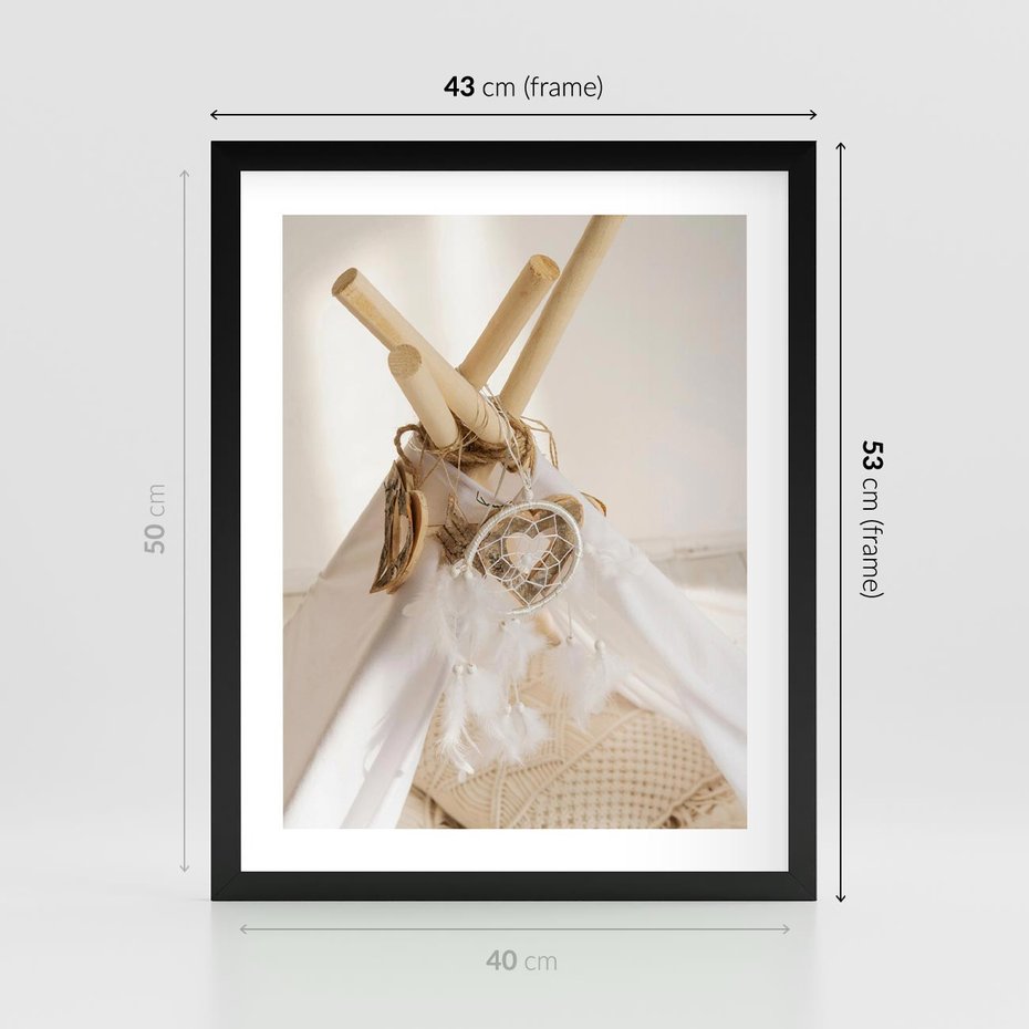 Plakat w ramie 40x50 - Oaza Swobodnego Stylu - boho, tipi - rama czarna