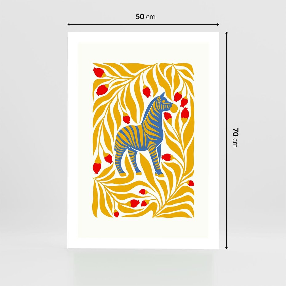 Plakat bez ramy 50x70 - Zebra w Nowoczesności - abstrakcyjna nowoczesna grafika, pośrodku zebra