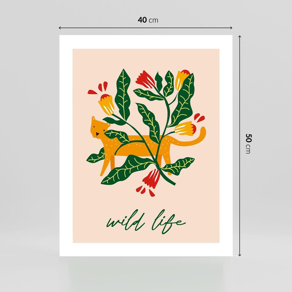 Plakat bez ramy 40x50 - Tygrys w Kwiatach - tygrys, plakat