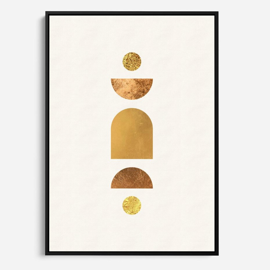 Obraz w ramie 50x70 - Abstrakcyjne Wzory - geometryczne złote kształty, tekstura - rama czarna