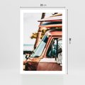 Plakat bez ramy 21x30 - Surfingowa Wolność - samochód, stary van