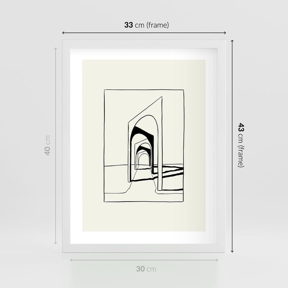 Plakat w ramie 30x40 - Poezja światła i cienia - nowoczesna sztuka, minimalistyczny styl - rama biała