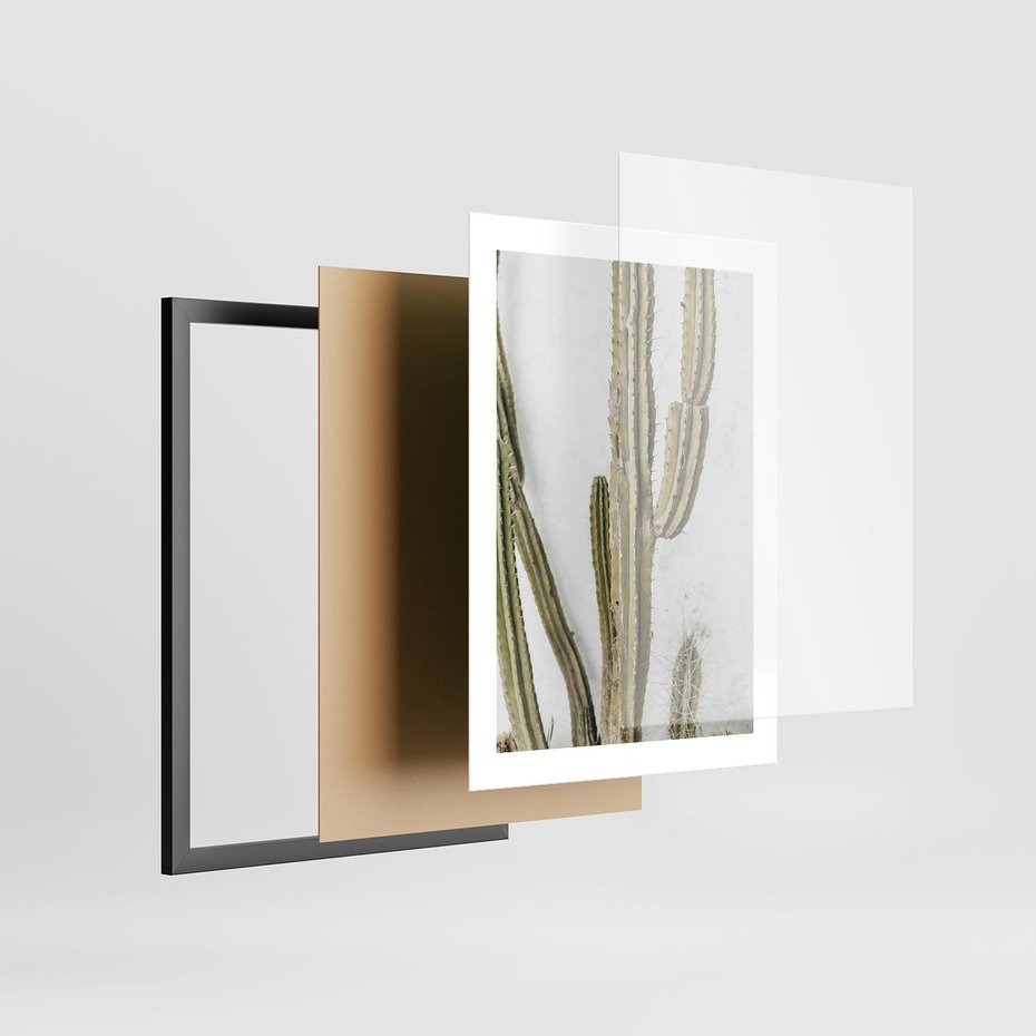 Plakat w ramie 30x40 - Kaktus w Stylu Boho - kaktus, roślina tropikalna - rama czarna