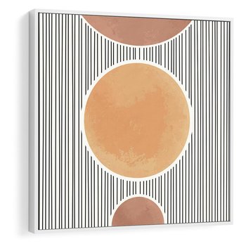 Obraz w ramie 80x80 - Taniec Linii - abstrakcyjna nowoczesna sztuka, koła okręgi - rama biała