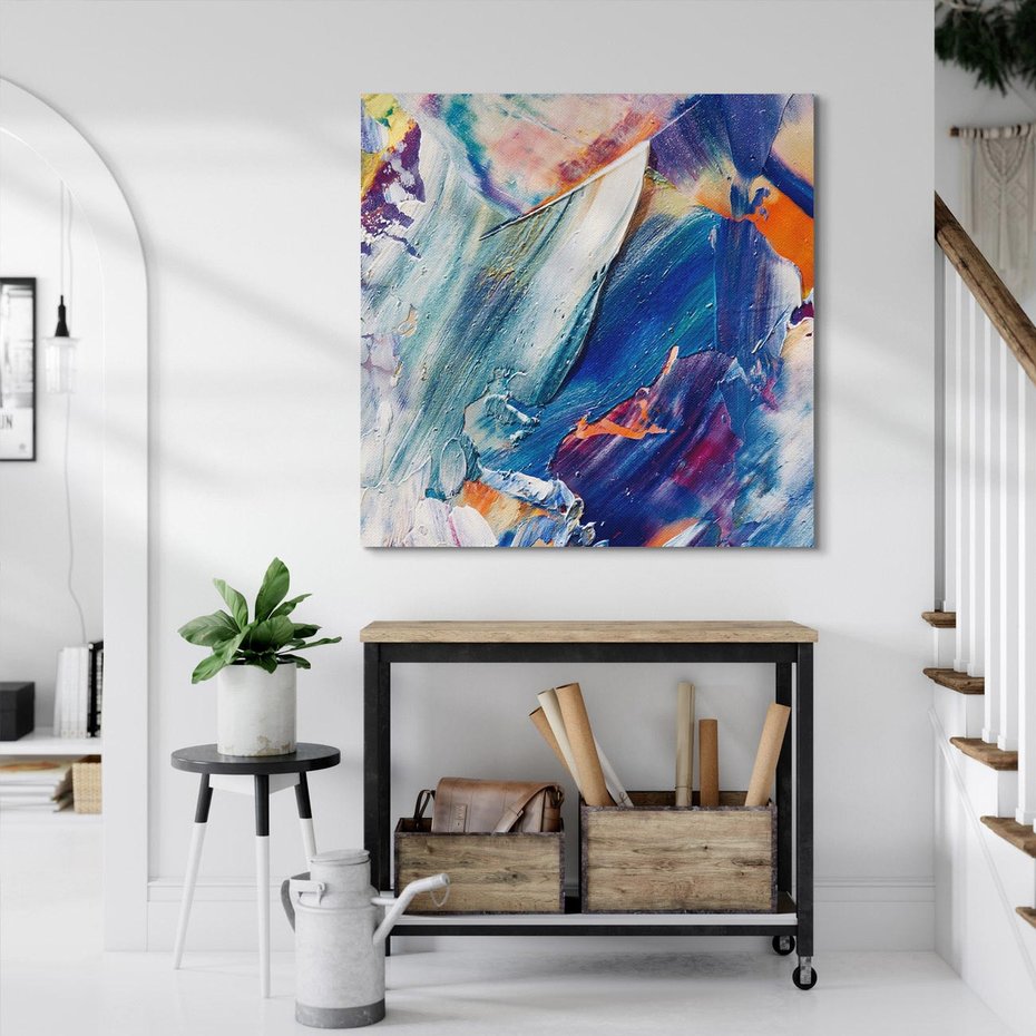 Obraz na płótnie 50x50 - Rytmy ukrytych pragnień - chaos i abstrakcja, plamy koloru