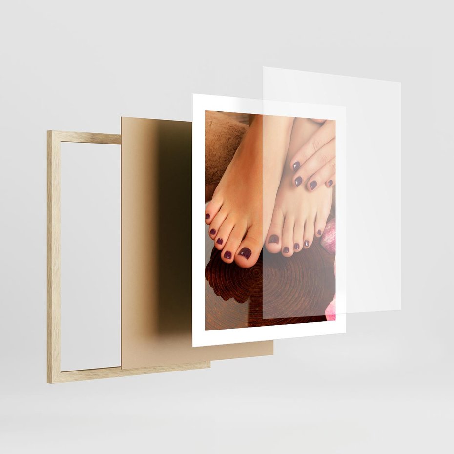 Plakat w ramie 40x50 - Manicure i Pedicure - manicure, pedicure - rama drewno