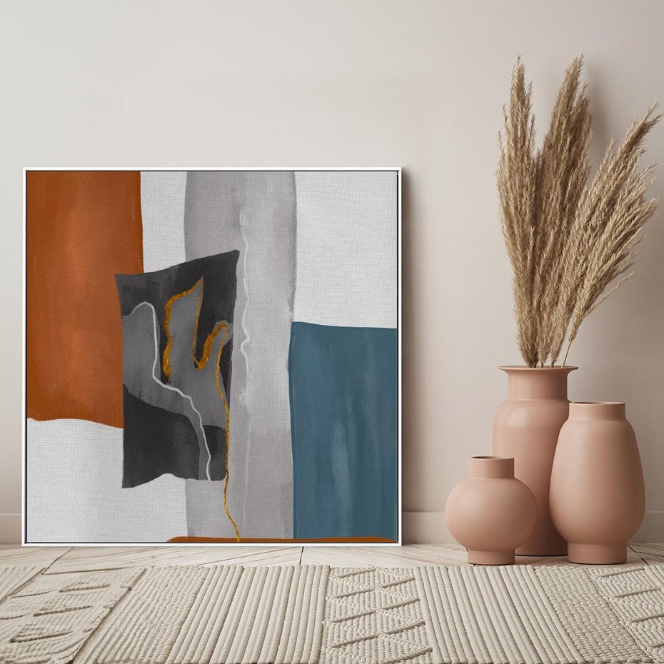 Obraz w ramie 80x80 - Nowoczesna geometria - nowoczesny, geometryczny - rama biała